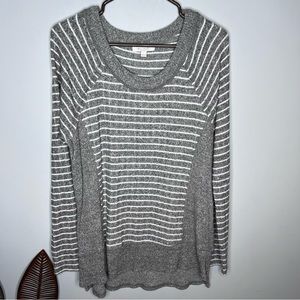 Anthropologie Eri & Ali Womens Gray Stripe‎ Waffle Long Sleeve Thermal Hi Low
